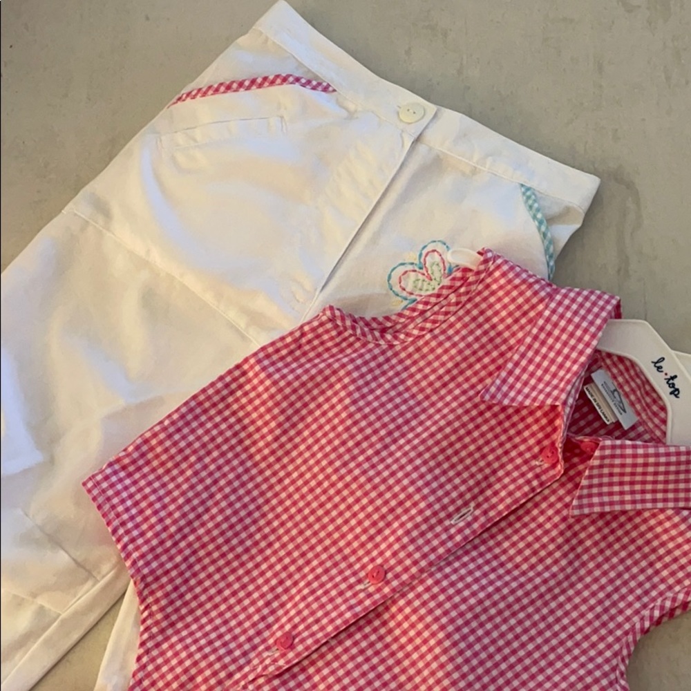 NWOT Pink & white gingham top and pant